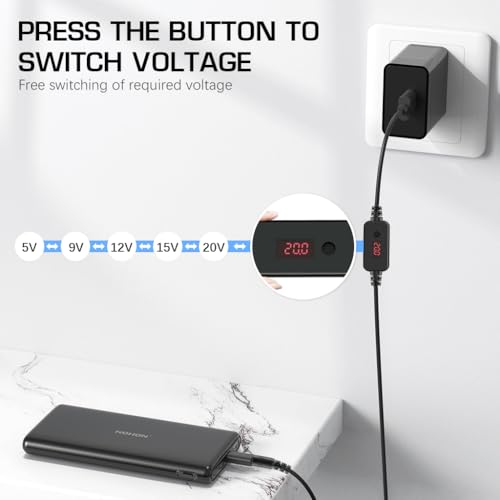 Verilux® USB C to DC Cable with 8 Connectors 5V-20V Adjustable Power Design with Switch Button 3.3Ft Converter Charging for Notebooks Portable Monitors Stationary Routers 3PCS Verilux® USB C to DC Cable with 8 Connectors 5V-20V Adjustable Power Design with Switch Button 3.3Ft Converter Charging for Notebooks Portable Monitors Stationary Routers 3PCS
